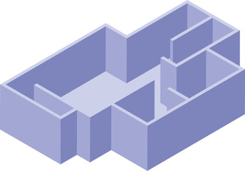 Poster - Empty apartment or office floor plan with walls and rooms in isometric view, ideal for real estate or architectural projects