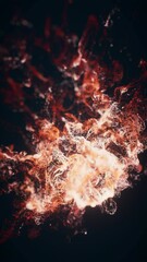 Wall Mural - red flowing particles with explosive wave effect, 3d rendering.