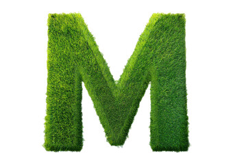 Fototapete - Grass font 3d rendering letter M isolated on a transparent or white background