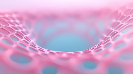 A pink and blue background with a pink and blue net
