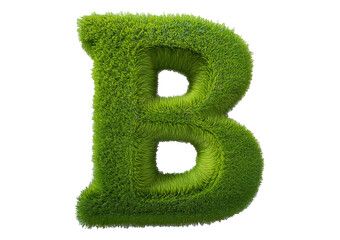 Fototapete - Grass font 3d rendering letter B isolated on a transparent or white background