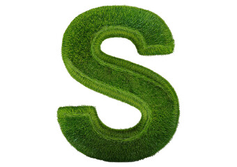 Fototapete - Grass font 3d rendering letter S isolated on a transparent or white background