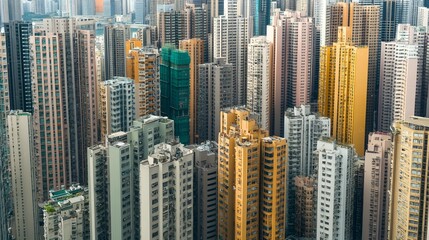  Vibrant and Bustling Cityscape of Hong Kong's Towering Skyscrapers Overlooking Victoria Harbour