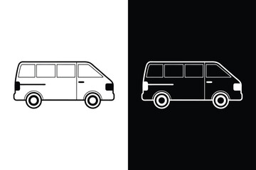 Minivan silhouette on white background. Minivan Icon on White Background Vector Art Illustration on white background.