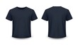 © paper later - Front and Back View of a Plain Navy Blue T-Shirt