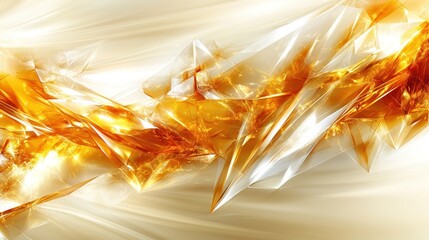 Wall Mural - Abstract golden and white shapes in a dynamic composition.