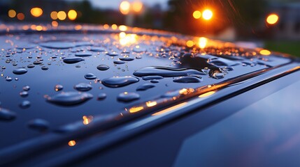 Aufkleber - Raindrops on a Car Roof with Reflections