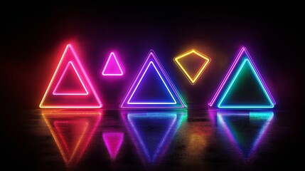 Poster - Neon Light Shapes in the Dark