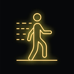 Poster - neon sign of a person walking fast, possibly late for an appointment