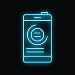Poster - Blue neon smartphone showing loading symbol on black background