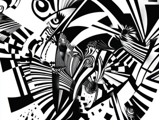 Poster - Abstract Black and White Graphic Art Creation