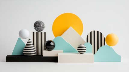 Fototapete - Intricate geometric composition, a captivating abstract art piece with vivid colors and dynamic shapes