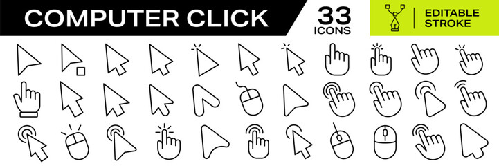Poster - Click icons. Editable Line Icons. Editable stroke. Vector