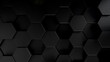 © Hanna - Black abstract seamless pattern with black hexagons. Hexagons texture pattern background copy space. Black abstract geometric shapes. Minimalistic black background