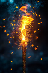 Poster - Aesthetic sparkler in focus, with delicate spark trails against a blurred, festive background, evoking New Year joy,