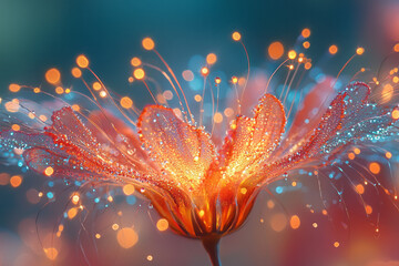 Poster - Close-up of a single sparkler, emitting radiant sparks, with festive colors softly blurred in the background,