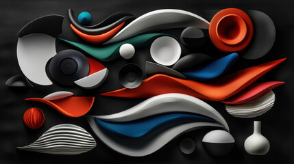 Aufkleber - Colorful abstract layout featuring rounded forms and dynamic shapes, creating vibrant and modern aesthetic. interplay of colors and textures evokes sense of creativity and artistic expression