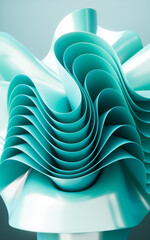 Wall Mural - Cyan abstract curvy background, desktop wallpaper, 3d rendering.