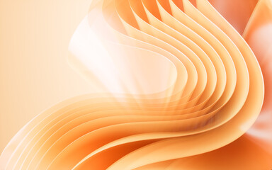 Wall Mural - Orange abstract curvy background, desktop wallpaper, 3d rendering.