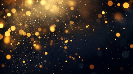 Poster - Glittering golden particles drifting through a dark background during a festive celebration