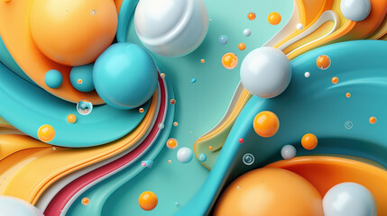 Aufkleber - Colorful rounded shapes arranged in contemporary design create vibrant and dynamic composition. interplay of soft curves and bright colors evokes sense of joy and creativity