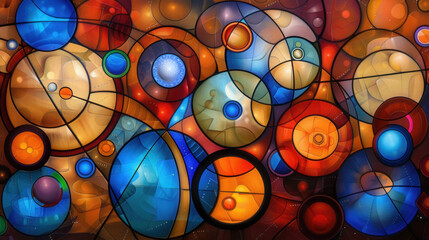 Aufkleber - Colorful rounded shapes arranged in contemporary design create vibrant and dynamic visual experience. interplay of colors and forms evokes sense of energy and creativity