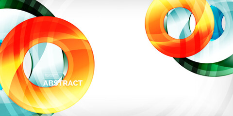 Poster - Bright colorful circles with light effects. Abstract background