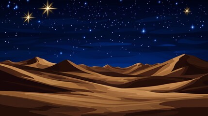 Aufkleber - Desert Landscape with Sand Dunes at Night