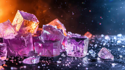 Aufkleber - Delicate purple crystals glisten in captivating arrangement, reflecting light and creating mesmerizing display. vibrant colors and textures evoke sense of wonder and beauty