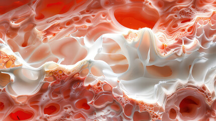Aufkleber - Abstract patterns of orange and white fluid shapes create mesmerizing visual effect, showcasing beauty of color and texture in dynamic composition