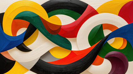 Aufkleber - Vibrant modern abstraction featuring swirling shapes in various colors, creating dynamic and eye catching composition. interplay of colors evokes sense of movement and energy