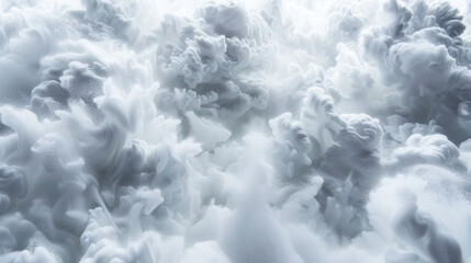 Poster - Fluffy white clouds create mesmerizing and ethereal atmosphere, evoking sense of tranquility and wonder. intricate patterns and textures invite viewers to explore beauty of natures formations