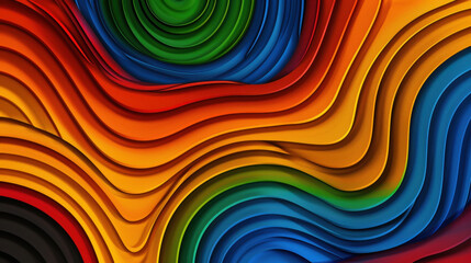 Aufkleber - Colorful wavy lines create abstract design with vibrant hues of red, green, blue, and yellow, evoking sense of fluidity and movement