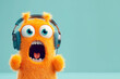 © carolina - monster with headphones and a shocked expression, wide eyes, and mouth open in surprise. Perfect for fun, music-related themes, gaming, or expressive illustrations. Great for stock images, app icons,