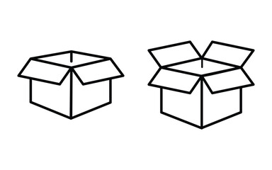 Poster - open box icon set. box icon set in line style. package shipping box delivery parcel. export boxes, c