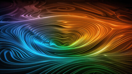 Aufkleber - Vibrant wavy lines create mesmerizing background, showcasing blend of colors from blue to orange, evoking sense of fluidity and movement