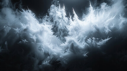 Poster - Magnified frost on glass surface creates stunning natural display of intricate patterns and textures, evoking sense of wonder and beauty in cold