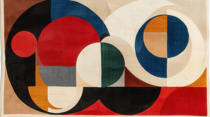 Aufkleber - Playful and modern abstract design featuring geometric shapes and vibrant colors. This artwork combines circles and rectangles, creating dynamic visual experience