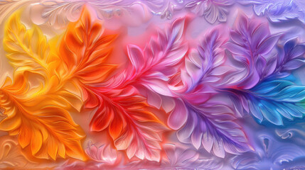 Aufkleber - vibrant leaves in shades of orange, pink, and purple create stunning abstract design, showcasing int