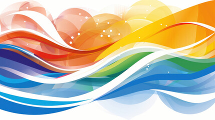 Aufkleber - Colorful wavy lines create vibrant and dynamic composition, blending hues of red, orange, yellow, green, blue, and white. This abstract design evokes sense of movement and energy