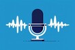 © NeedMoreMars - Blue Microphone with Sound Waves Illustration for Podcasting and Audio Recording