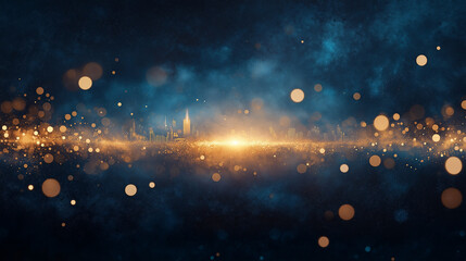 Wall Mural - abstract digital art of a powerful energy stream reaching the boundary of a city. the glowing blue a