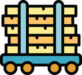 Poster - Warehouse cart carrying stacked cardboard boxes, delivering goods in a storage facility