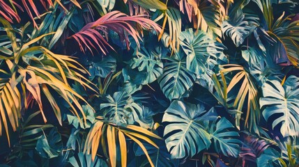 Naklejka na meble Vibrant Tropical Leaf Patterns for Nature Themes