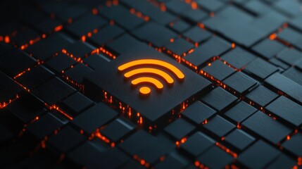 Aufkleber - Flickering wifi symbol over digital grid, [Unreliable wifi risk], [Communication failure]