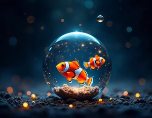 Wall Mural - Magical Creatures Encased in a Crystal Ball, Glowing with Mystery and Enchantment