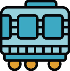 Poster - Modern tram running on railway icon, outline style