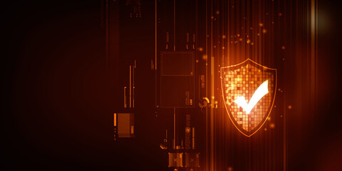 Fototapete - 2d rendering tick mark over a shield surface
    