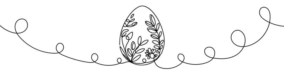 Wall Mural - Minimalist continuous one line drawing creating a simple egg. Vector illustration.