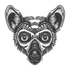 Wall Mural - Black and White Graphic Illustration of an African Wild Dogs Head